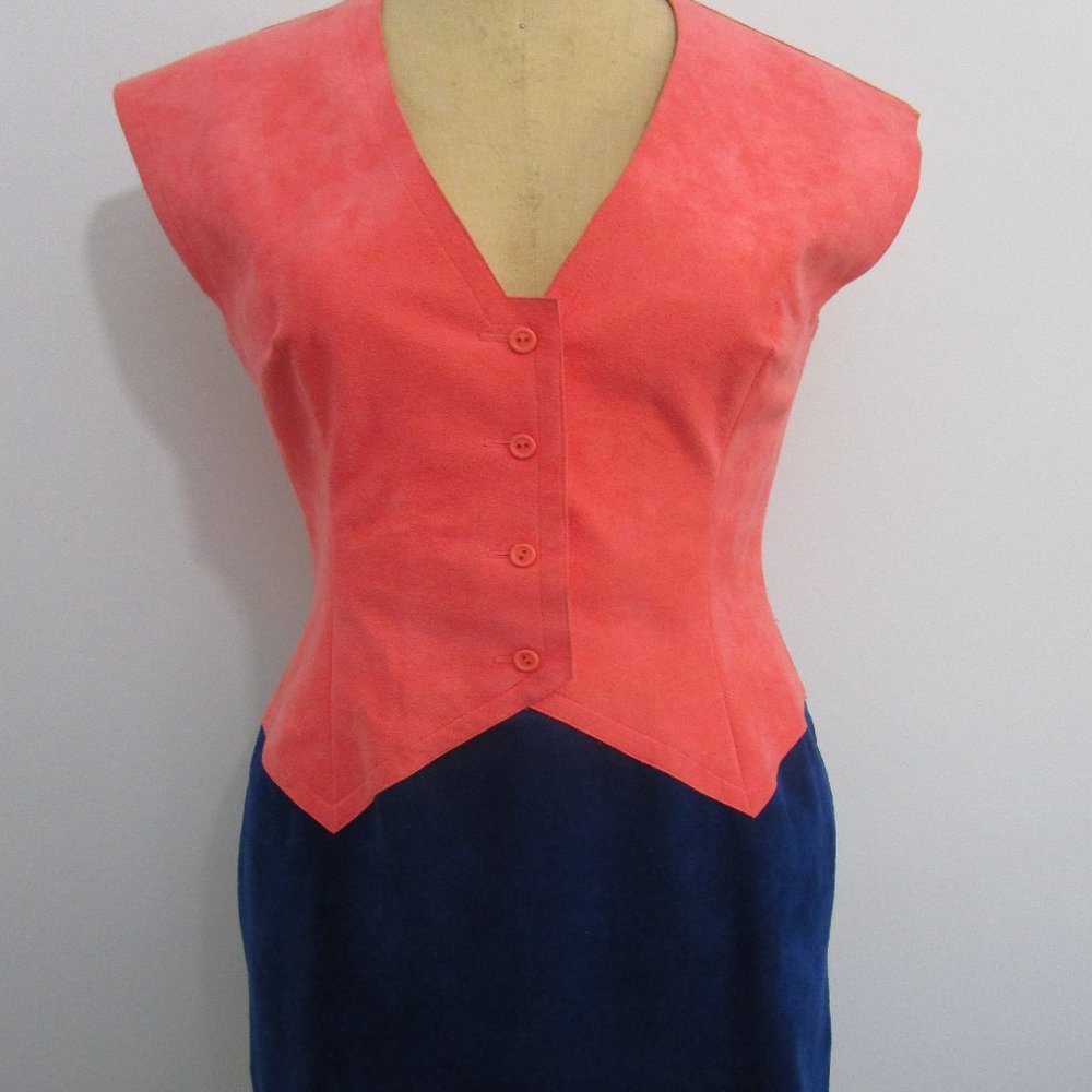 XS Vintage 1970s UltraSuede Vest Dress Pockets Square Armhole